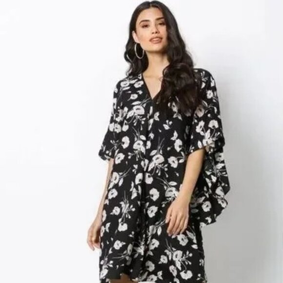 Lauren Ralph Lauren Women’s Braedyn Floral Kimono Sleeve Day Dress Small - Picture 1 of 4